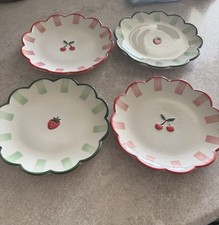 Summer Fruits 4 Side Plates 2 x Strawberry & 2 x Cherry Embossed Brand New