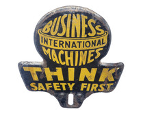 VINTAGE ANTIQUE 1940s IBM COMPUTER INTERNATIONAL BUSINESS MACHINE METAL SIGN WOW