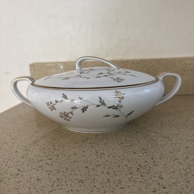 VTG 1954 Noritake ANDREA-Covered Dish w/Lid (2 pcs)-5524-Gold Flowers/Gray Stems