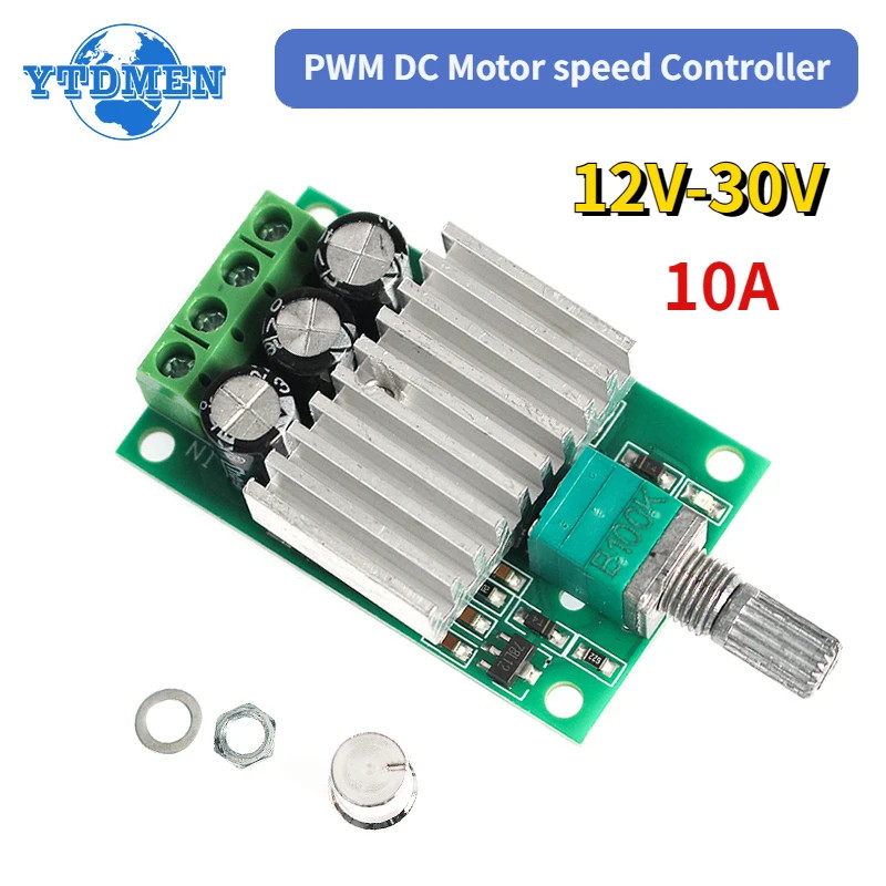10A PWM Motor Controller - 12V-30V Adjustable Speed Dimmer Control for Fan/LED