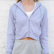 Brandy Melville Crystal Hoodie Sweatshirt Jacket One Size Crop Zip