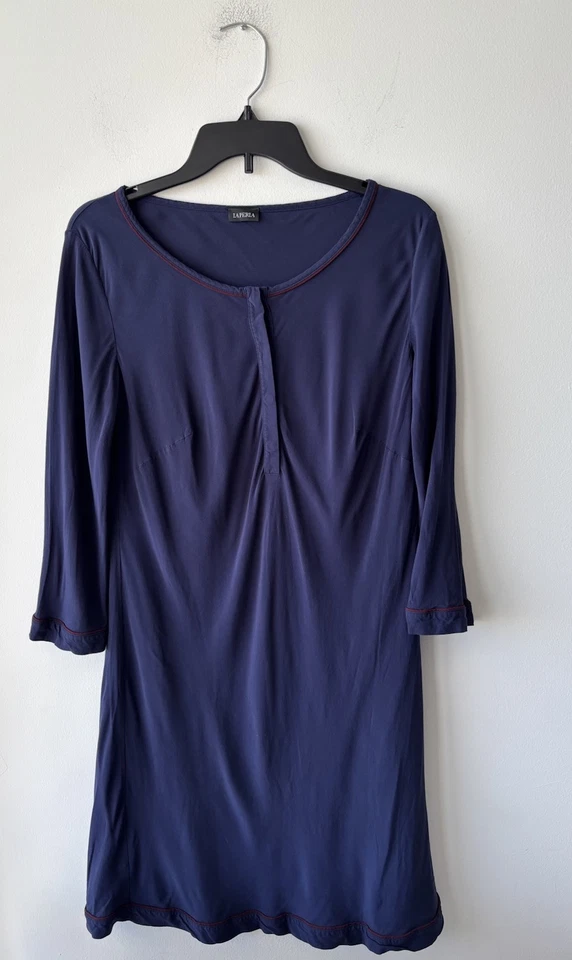 Vestido Camisón La Perla Azul Borgoña Borgoña Viscosa Manga Larga Mujer Mediano Foto 3 de 4