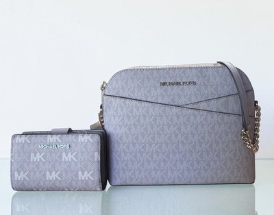 Michael Kors Lilac Purple Jet Set Dome Crossbody Signature Bag & Wallet Set