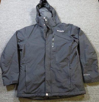 Columbia Jacket Mens Large Black Omni-Tech Hooded Waterproof Parka Insulated