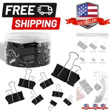 125Pcs Binder Clips Colored, Binder Clips Assorted Sizes, 6 Sizes Binder Pape...