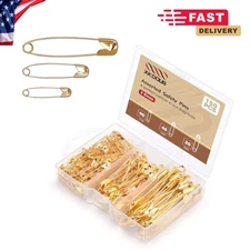 150 Pcs Gold Safety Pins Assorted Sizes Bulk Pack Small & Large Heavy Duty