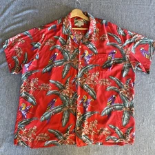 Paradise Found Shirt Mens Extra Large Red Button Up Short Sleeve Magnum Vintage