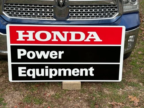 VINTAGE "HONDA POWER EQUIPMENT" X-LARGE EMBOSSED METAL DEALER SIGN (36"x24") NOS