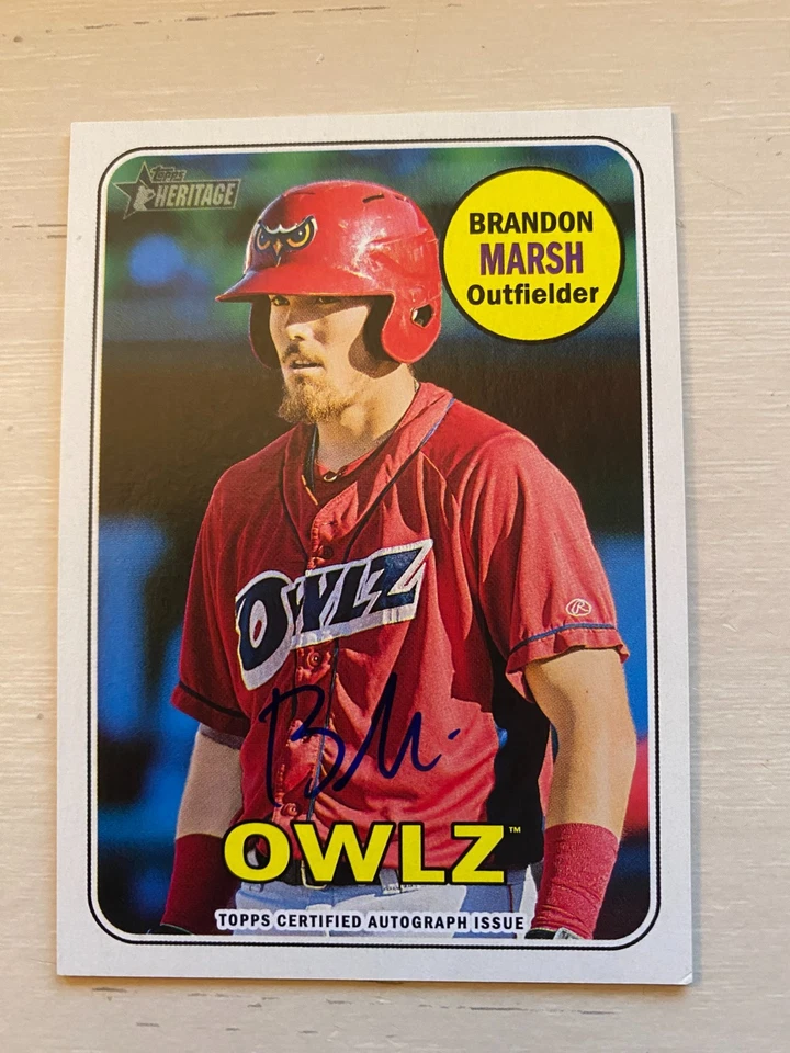 2018 Topps Heritage Minor League - Real One Autographs Brandon Marsh ( RC )  - Image 3 of 3
