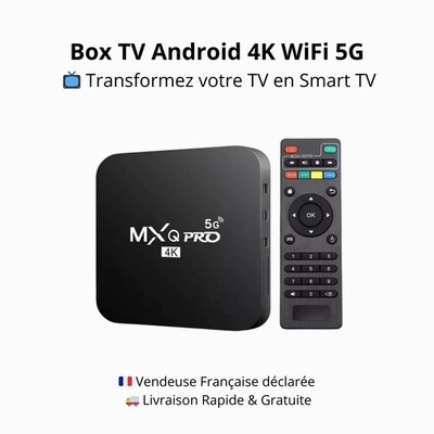 Smart TV Box Android 10.0 4K Ultra HD WiFi 5G Schwarz Streaming Netflix YouTube
