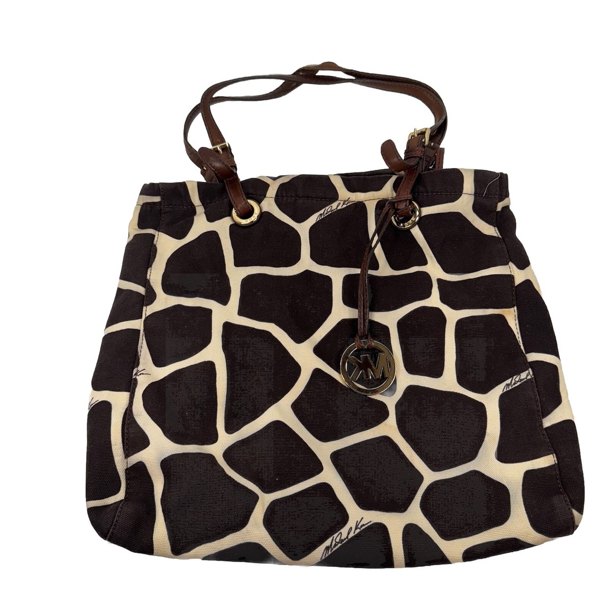 Michael Kors Black and Brown Giraffe Print Bucket Bag Michael Kors Black and Gold Haircalf Leopard Print Shoulder  main image 4