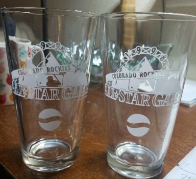 Colorado Rockies 1998 All Star Game Set of 2 16oz Glasses Clear Vintage Collect