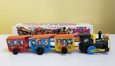 Vintage Tin Wind Up Comic Zig Zag Express Train Toy with Original Box