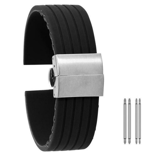 Correa de reloj de silicona impermeable 20/22/24 mm negra/azul/naranja - Imagen 13 de 15