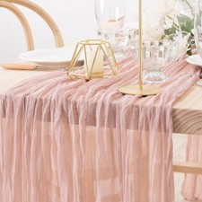 MLMW 2 Pack Pink Easter Table Runner Spring Cheesecloth Table Runner 160 inch