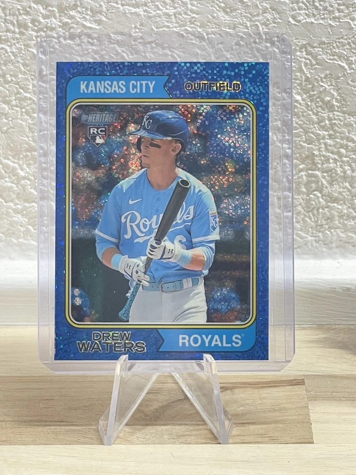 2023 Topps Heritage DREW WATERS RC CHROME BLUE SPARKLE REFRACTOR #96 - Image 3 of 4