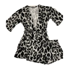 NEW WANDERING DREAMS Woman’s Lounge Robe Shorts Set Black sz Small