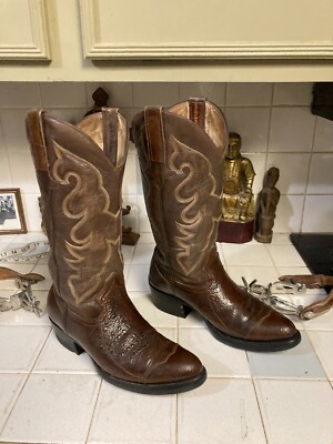 Montana African Bullfrog Men s Size 8.5 E Brown Cowboy Boots Exotic Handmade
