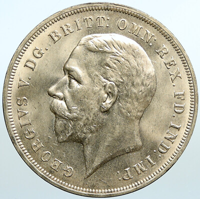 1935 Great Britain UK King GEORGE V on Horseback OLD Silver Crown