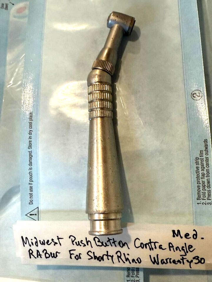 MIDWEST CONTRA ANGLE PUSH BUTTON RA BUR SLOW SPEED DENTAL STD SIZE ...