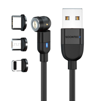 1 Meter Datenkabel Magnetladekabel USB USB-C Lightni... 3,0 A Ladekabel schwarz