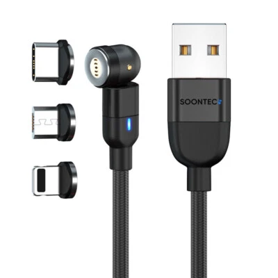 1 Meter Datenkabel Magnetladekabel USB USB-C Lightni... 3,0 A Ladekabel schwarz - Bild 1 von 4