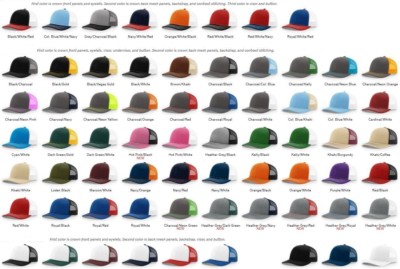 Richardson Trucker Cap, Baseball Hat, Meshback Hat, Snapback, 80 Colors,  112