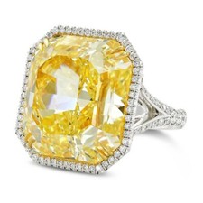 4Ct Citrine Simulated Radiant Cut Halo Women's Ring 14k White Gold Plated