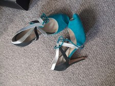 Boden black and Turquoise suede kitten heels uk 5 38 Used Once Indoors 