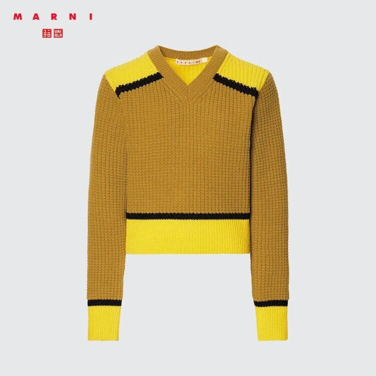UNIQLO x MARNI Popcorn Knit V-Neck Sweater Japan size New Size L 457956
