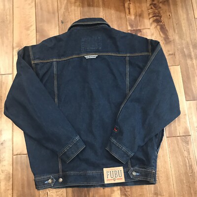 希少 FUBU denim jacket XL size Vtg FUBU Denim Jean Jacket XL Mens Trucker Coat Since 1992 90's