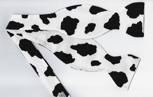 Cow Bow tie, Black Spots on White, Dairy Farm Animal, Fun Zoo, Self-tie Bow tie - Picture 3 of 4