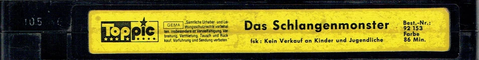 (FSK 18) VHS Videokassette - Das Schlangenmonster - Richard Harrison (1988) - Bild 3 von 3