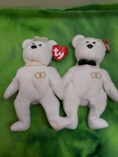   2001 MR.  MRS. Wedding Set White Bride  Groom BEARS Ty  Beanie Babies