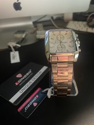 Longbo Mens Quartz Dial Prism Crystal Silver Tone Stainless St Band Watch NEW