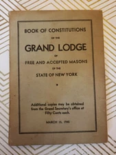1945 Masons New York Book Of Constitutions of the Grand Lodge Free Masons RARE