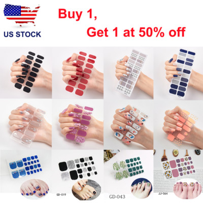 Full Size Nail Wraps Stickers Polish Toe Manicure Art Self Stick Decor 3D Decals