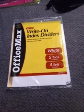 VINTAGE 94' OFFICE MAX WRITE-ON INDEX DIVIDERS White 5 Tabs 3 Sets Total 15 Pack
