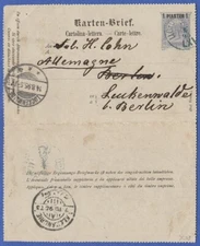 AUSTRIAN LLOYD 1895 1pi on 10kr Letter card, LLOYD AUSTRIACO / LXI - ship THETIS