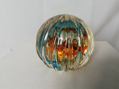 Caithness Briefbeschwerer Optix Gold Aqua Philip Chaplain NoR49810 Spiraldesign