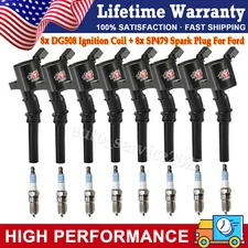 8Pack Ignition Coil and Iridium Spark Plug for Ford F-150 4.6L 5.4L DG508 SP479
