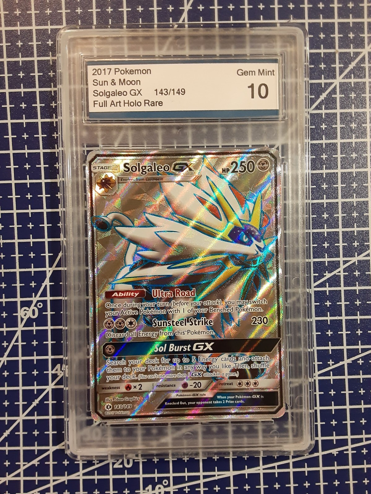 2017 Pokemon Sun & Moon Full Art Solgaleo GX 143/149 GEM MINT 10