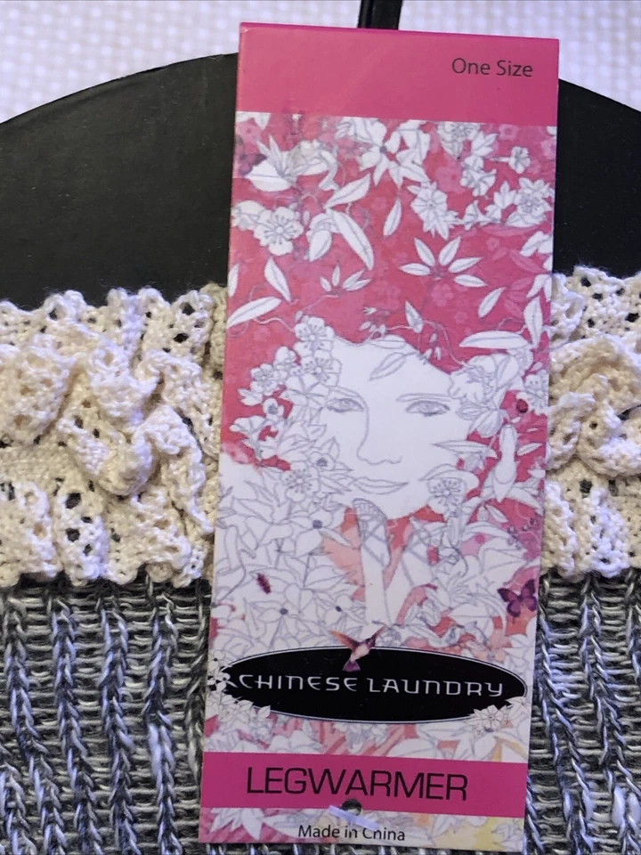 Китайская прачечная роскошь LegWarmers, один размер подходит большинство черный белый кружева на верхней - Изображение 2 из 4
