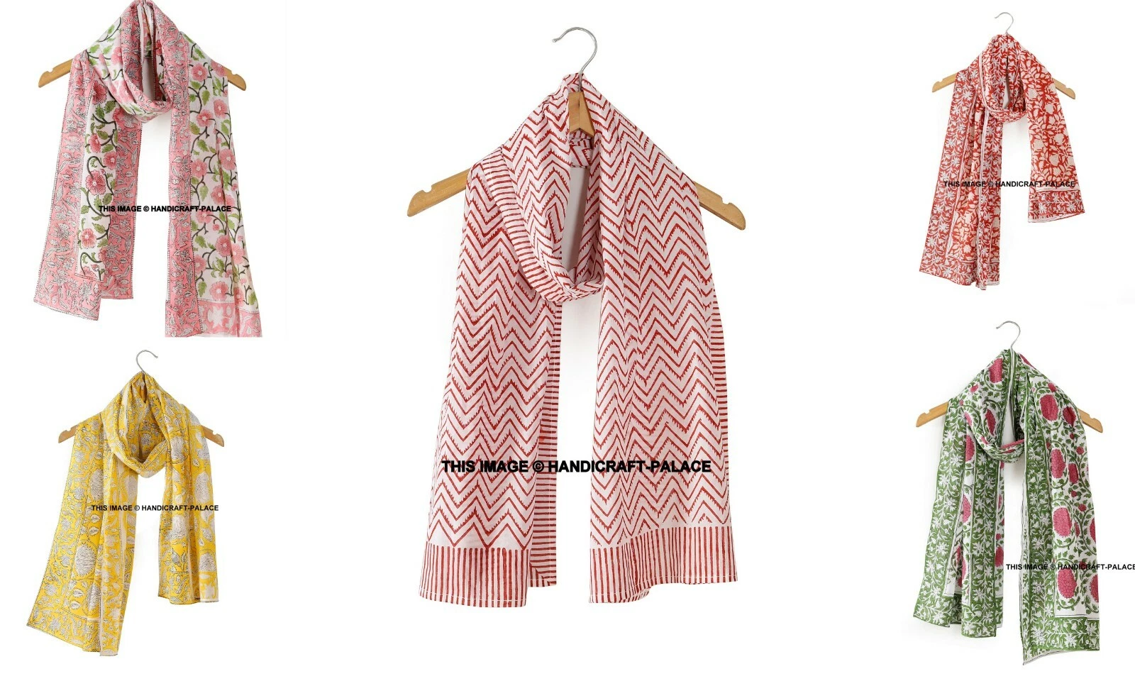 Hand Block Printed Women Long Dupatta Stole Scarf Indian Cotton Fabric Scarves