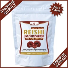 240 CAPSULES ORGANIC REISHI MUSHROOM 20:1 EXTRACT GANODERMA LUCIDUM LINGZHI PILL
