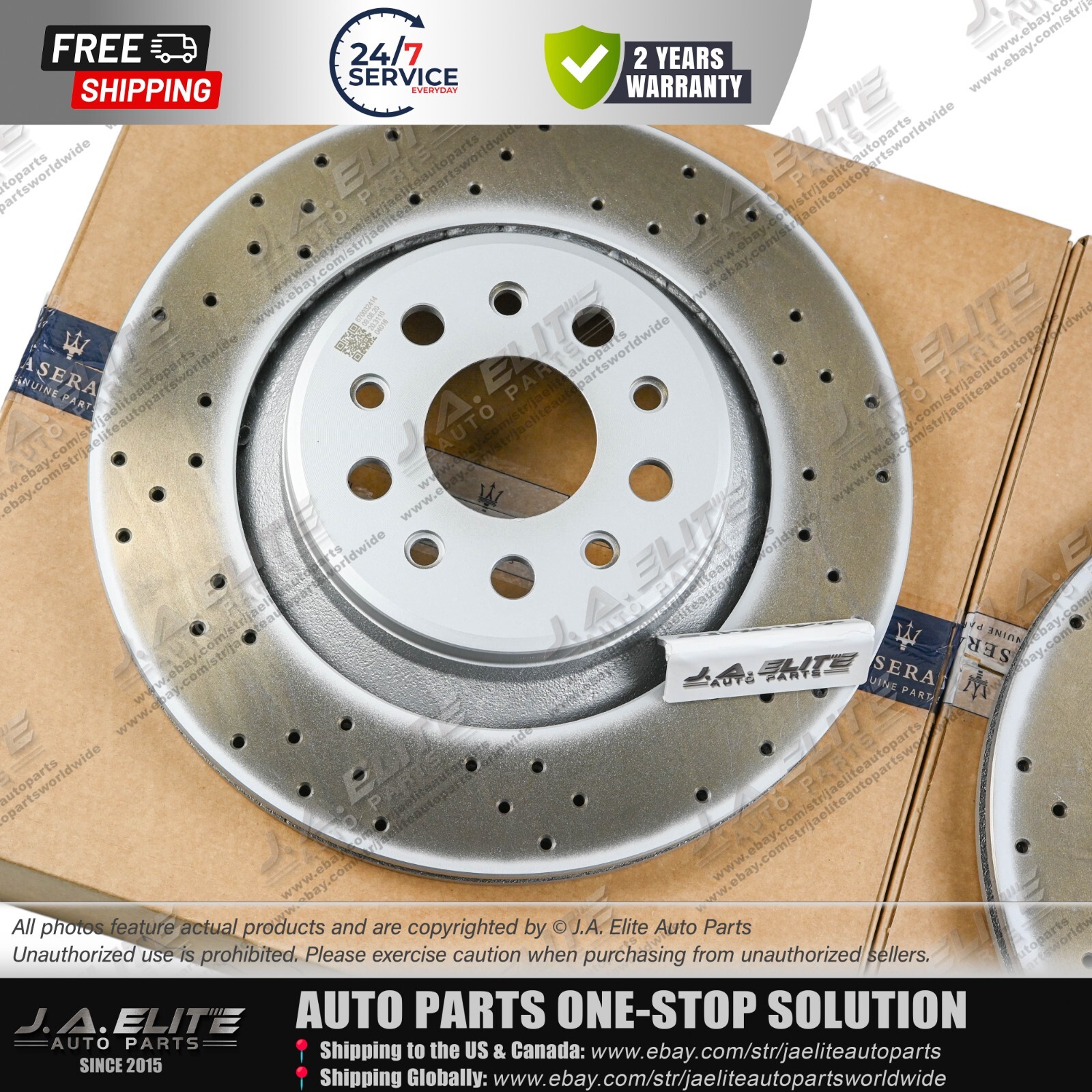 2pcs Rear Brake Rotor With Holes fit Maserati Levante Quattroporte 17+,670032414