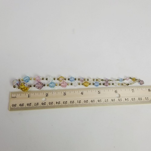 Collana Vintage di Perline in Vetro Colorato, Perline Sfaccettate Arcobaleno Pastello, 14 Pollici - Foto 5 di 8