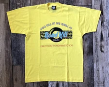 Vintage T-Shirt Road Kill Cafe Screen Stars Best Tag Single Stitch Yellow Size L