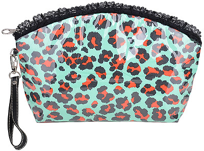Cute Retro LEO 50s Lace COSMETIC BAG Kosmetiktasche - Grün / Rot Rockabilly