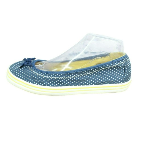 LL Bean Damenschuhe blau Canvas Slipper gepunktet Freizeit flach Größe 7,5 M